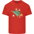 Christmas Cat Space Rocket Xmas Tree Ship Kids T-Shirt Childrens Red