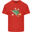 Christmas Cat Space Rocket Xmas Tree Ship Kids T-Shirt Childrens Red