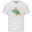 Christmas Cat Space Rocket Xmas Tree Ship Kids T-Shirt Childrens White