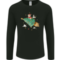 Christmas Cat Space Rocket Xmas Tree Ship Mens Long Sleeve T-Shirt Black