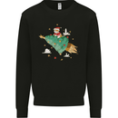 Christmas Cat Space Rocket Xmas Tree Ship Mens Sweatshirt Jumper Black