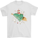 Christmas Cat Space Rocket Xmas Tree Ship Mens T-Shirt 100% Cotton White