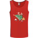 Christmas Cat Space Rocket Xmas Tree Ship Mens Vest Tank Top Red