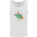 Christmas Cat Space Rocket Xmas Tree Ship Mens Vest Tank Top White