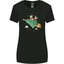 Christmas Cat Space Rocket Xmas Tree Ship Womens Wider Cut T-Shirt Black
