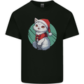 Christmas Cat With Green Background Kids T-Shirt Childrens Black