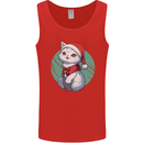 Christmas Cat With Green Background Mens Vest Tank Top Red
