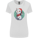 Christmas Cat With Green Background Womens Wider Cut T-Shirt White