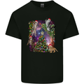 Christmas Cats and Tree Kids T-Shirt Childrens Black