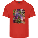 Christmas Cats and Tree Kids T-Shirt Childrens Red