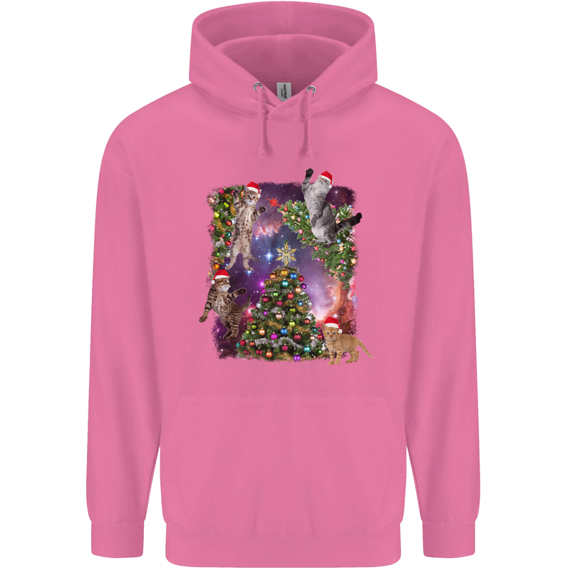 Christmas Cats and Tree Mens 80% Cotton Hoodie Azelea