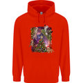 Christmas Cats and Tree Mens 80% Cotton Hoodie Bright Red