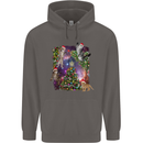 Christmas Cats and Tree Mens 80% Cotton Hoodie Charcoal