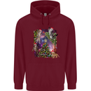 Christmas Cats and Tree Mens 80% Cotton Hoodie Maroon