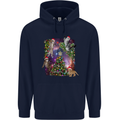 Christmas Cats and Tree Mens 80% Cotton Hoodie Navy Blue