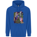 Christmas Cats and Tree Mens 80% Cotton Hoodie Royal Blue