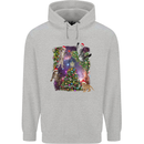 Christmas Cats and Tree Mens 80% Cotton Hoodie Sports Grey