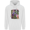 Christmas Cats and Tree Mens 80% Cotton Hoodie White