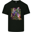 Christmas Cats and Tree Mens Cotton T-Shirt Tee Top Black