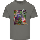 Christmas Cats and Tree Mens Cotton T-Shirt Tee Top Charcoal