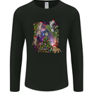 Christmas Cats and Tree Mens Long Sleeve T-Shirt Black