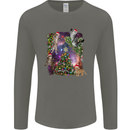 Christmas Cats and Tree Mens Long Sleeve T-Shirt Charcoal