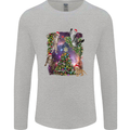 Christmas Cats and Tree Mens Long Sleeve T-Shirt Sports Grey
