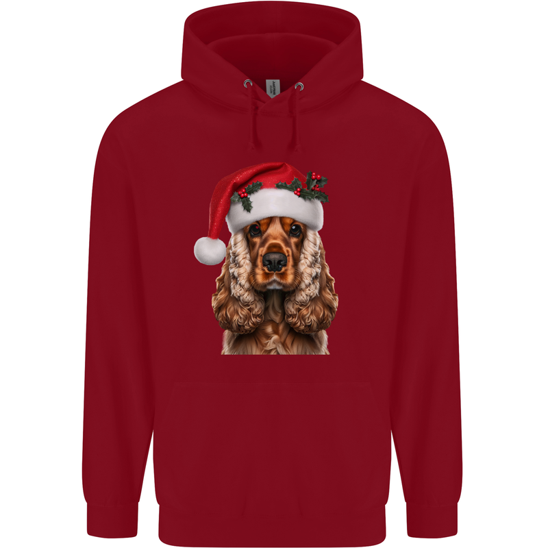 Christmas Cocker Spaniel Xmas Dog Childrens Kids Hoodie Red