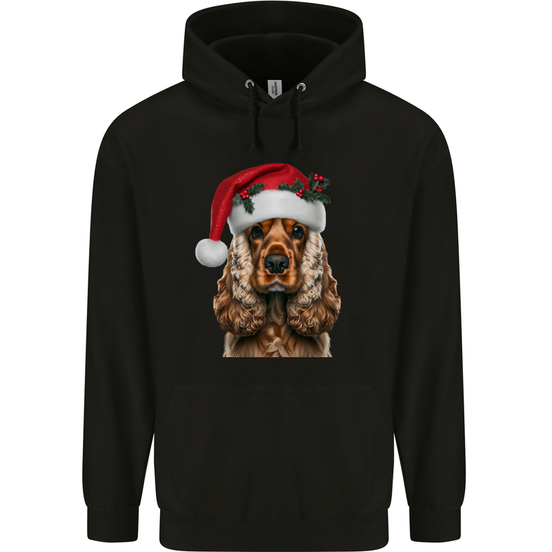 Christmas Cocker Spaniel Xmas Dog Mens 80% Cotton Hoodie Black