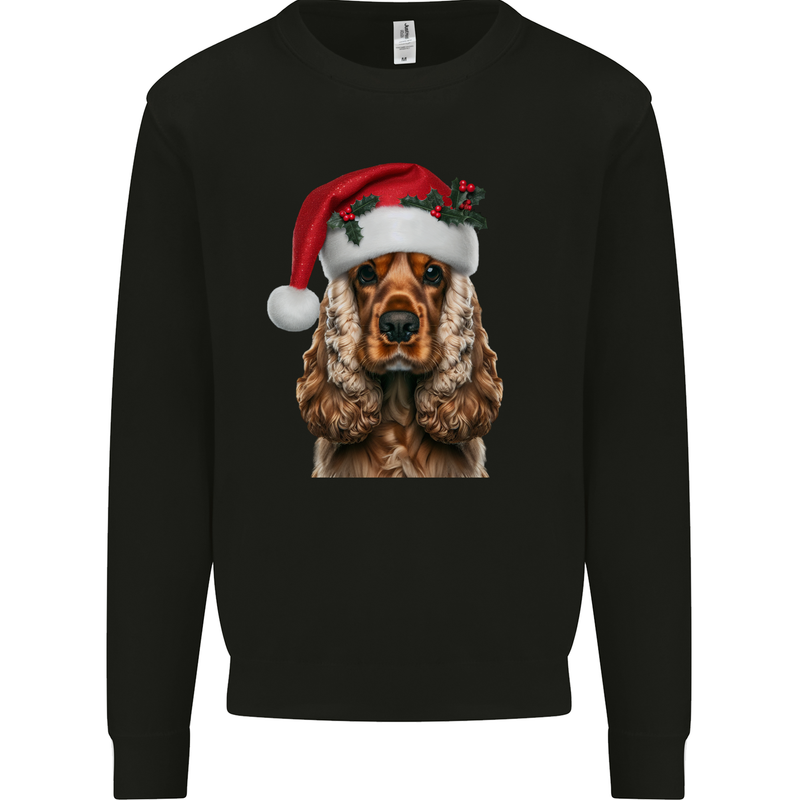 Christmas Cocker Spaniel Xmas Dog Mens Sweatshirt Jumper Black