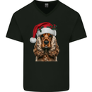 Christmas Cocker Spaniel Xmas Dog Mens V-Neck Cotton T-Shirt Black