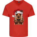 Christmas Cocker Spaniel Xmas Dog Mens V-Neck Cotton T-Shirt Red