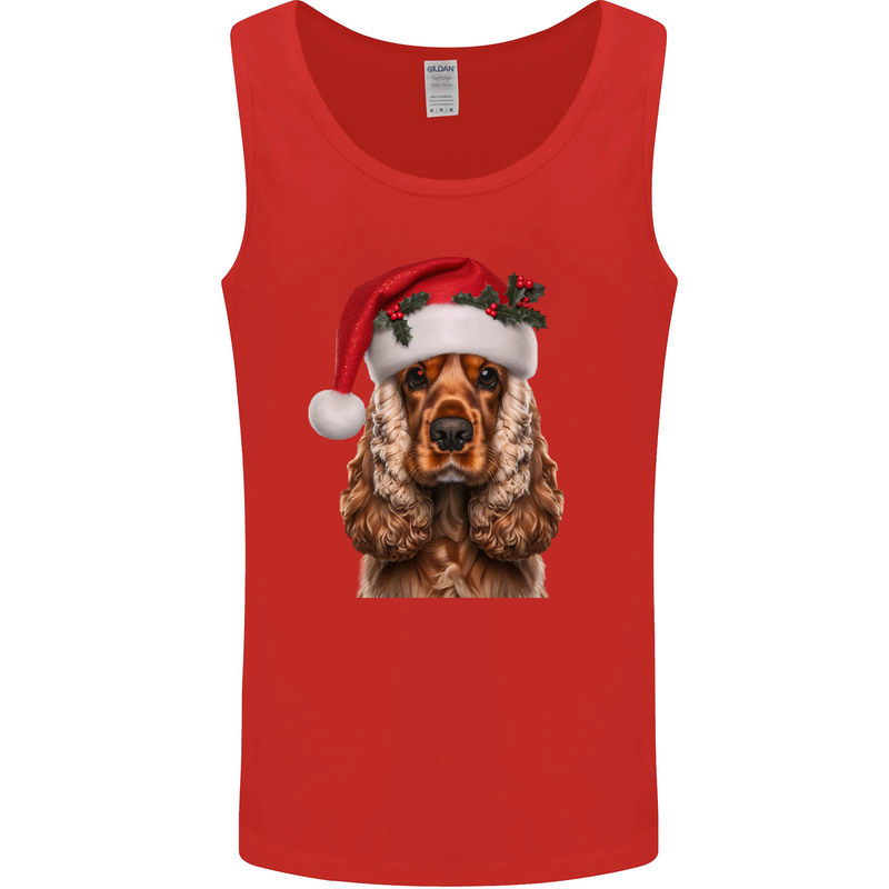 Christmas Cocker Spaniel Xmas Dog Mens Vest Tank Top Red