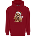 Christmas Cocker Spaniel Xmas Hat Dog Childrens Kids Hoodie Red