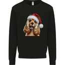 Christmas Cocker Spaniel Xmas Hat Dog Kids Sweatshirt Jumper Black