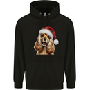Christmas Cocker Spaniel Xmas Hat Dog Mens 80% Cotton Hoodie Black