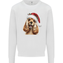 Christmas Cocker Spaniel Xmas Hat Dog Mens Sweatshirt Jumper White