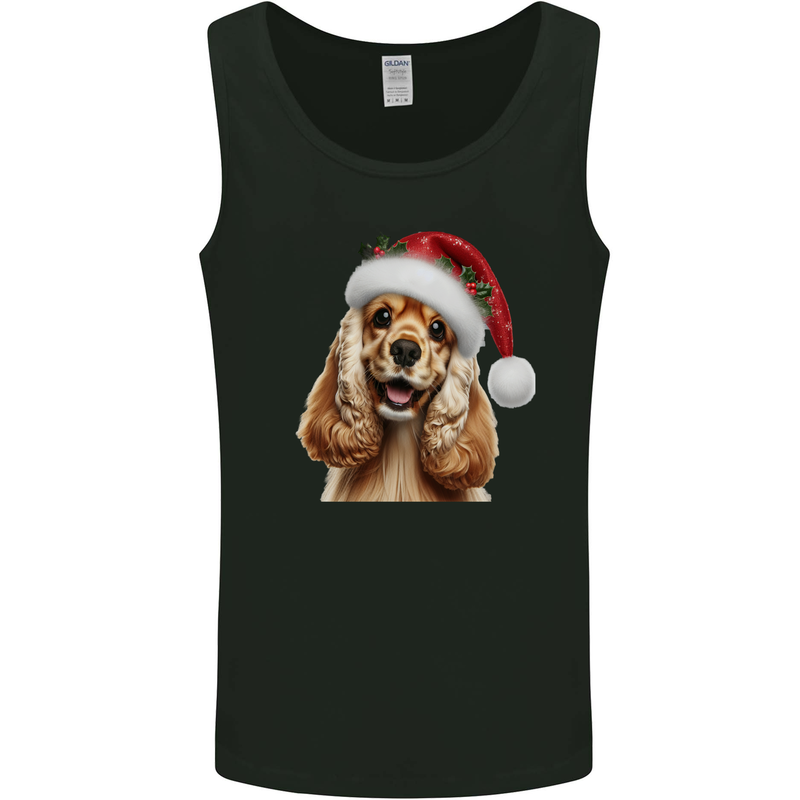 Christmas Cocker Spaniel Xmas Hat Dog Mens Vest Tank Top Black