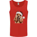 Christmas Cocker Spaniel Xmas Hat Dog Mens Vest Tank Top Red