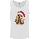Christmas Cocker Spaniel Xmas Hat Dog Mens Vest Tank Top White
