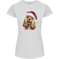 Christmas Cocker Spaniel Xmas Hat Dog Womens Petite Cut T-Shirt White