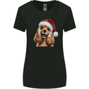 Christmas Cocker Spaniel Xmas Hat Dog Womens Wider Cut T-Shirt Black