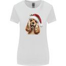 Christmas Cocker Spaniel Xmas Hat Dog Womens Wider Cut T-Shirt White