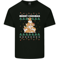 Christmas Corgi Dog Tree Xmas Mens Cotton T-Shirt Tee Top Black
