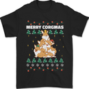 Christmas Corgi Dog Tree Xmas Mens T-Shirt 100% Cotton Black