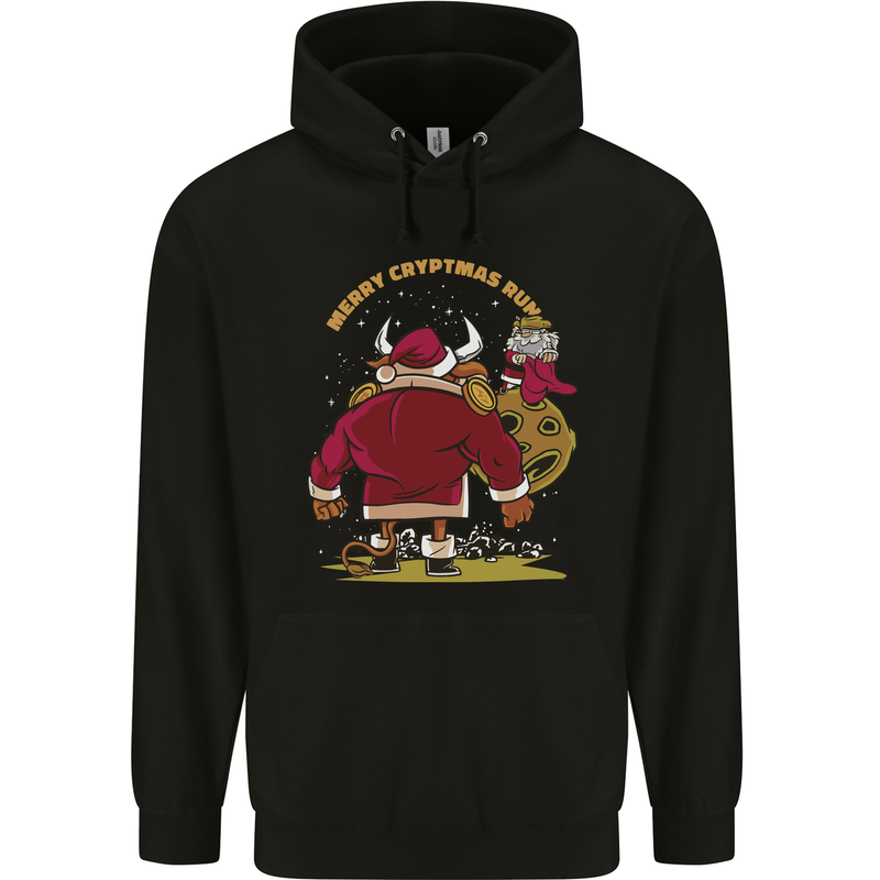 Christmas Crypto Bull Xmas Cryptocurrency Childrens Kids Hoodie Black