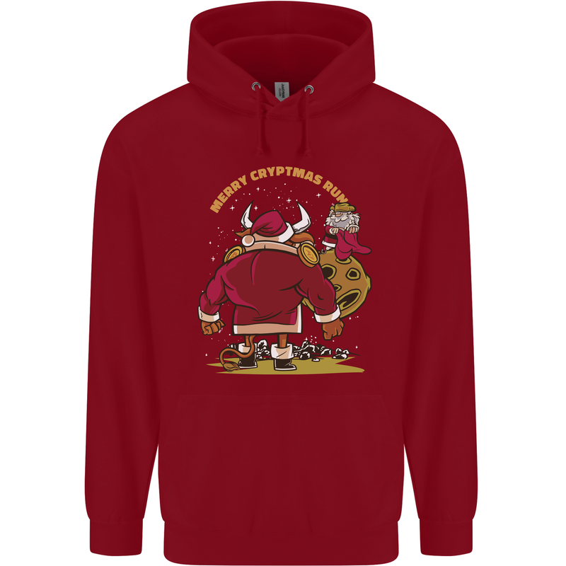 Christmas Crypto Bull Xmas Cryptocurrency Childrens Kids Hoodie Red