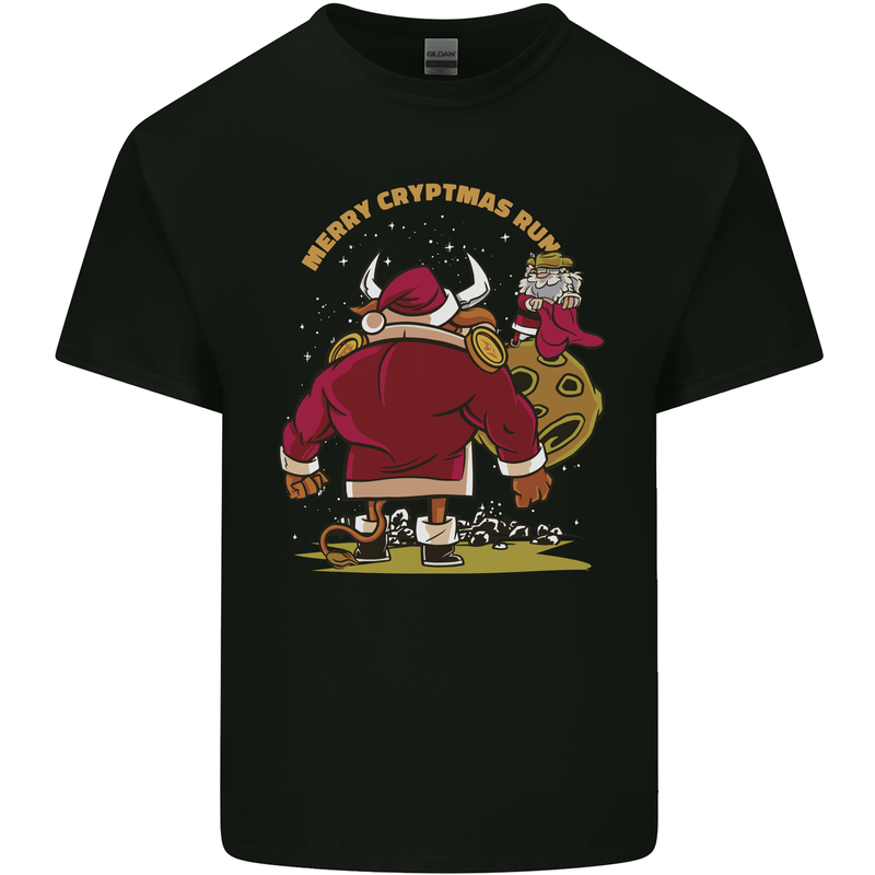 Christmas Crypto Bull Xmas Cryptocurrency Kids T-Shirt Childrens Black