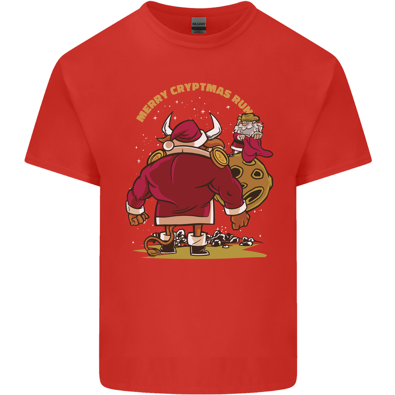 Christmas Crypto Bull Xmas Cryptocurrency Kids T-Shirt Childrens Red