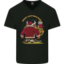 Christmas Crypto Bull Xmas Cryptocurrency Mens V-Neck Cotton T-Shirt Black